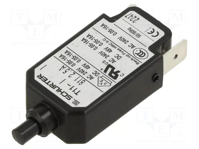 Circuit breaker; Urated: 240VAC; 48VDC; 2.5A; SPST; Poles: 1; MCB SCHURTER T11-811-2.5A