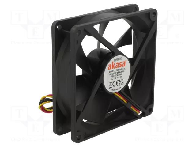 Fan: DC; axial; 12VDC; 92x92x25mm; 23.8dBA; EBR; 1400rpm; 1.83mmH2O Akasa DFS922512L