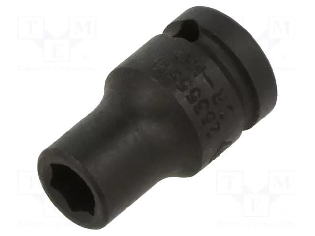 Socket; 6-angles,socket spanner; 5.5mm; 1/4"; short,impact KING TONY KT-253555M