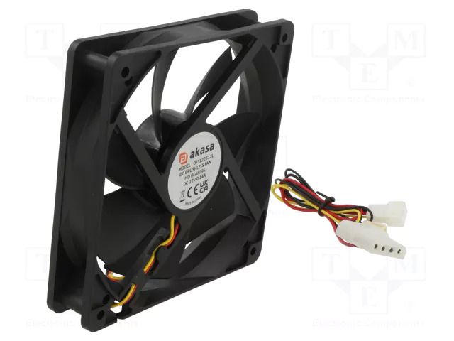 Fan: DC; axial; 12VDC; 120x120x25mm; 17.5dBA; slide; 1200rpm; black Akasa AK-174BK-S