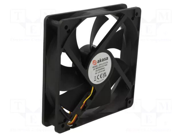 Fan: DC; axial; 12VDC; 120x120x25mm; 22.52dBA; HDB; 1200rpm Akasa DFS122512L