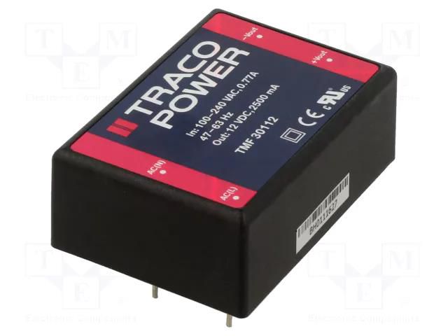 Converter: AC/DC; 30W; Uin: 90÷264VAC,120÷370VDC; Uout: 12VDC; 88% TRACO POWER TMF30112