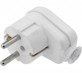 AC connector, Uni-Schuko with earthing, angled, white, roundwith 230V 16A AC/CX-3U-M/WA 5907522115777