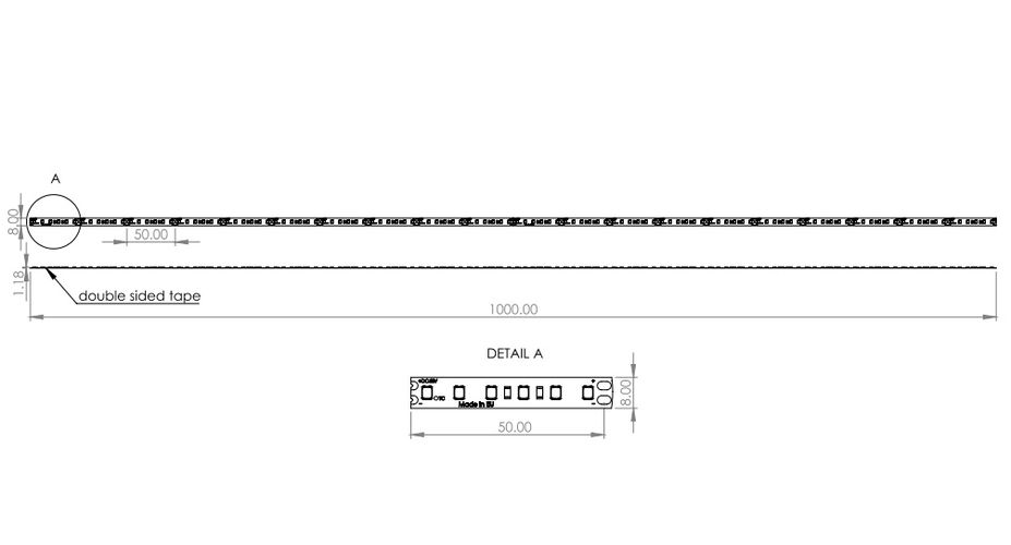 LED riba 48V 9.6W/m IP20 neutraalne valge 4000K 120LED/m 193lm/W AFL-120DE9648M-NW