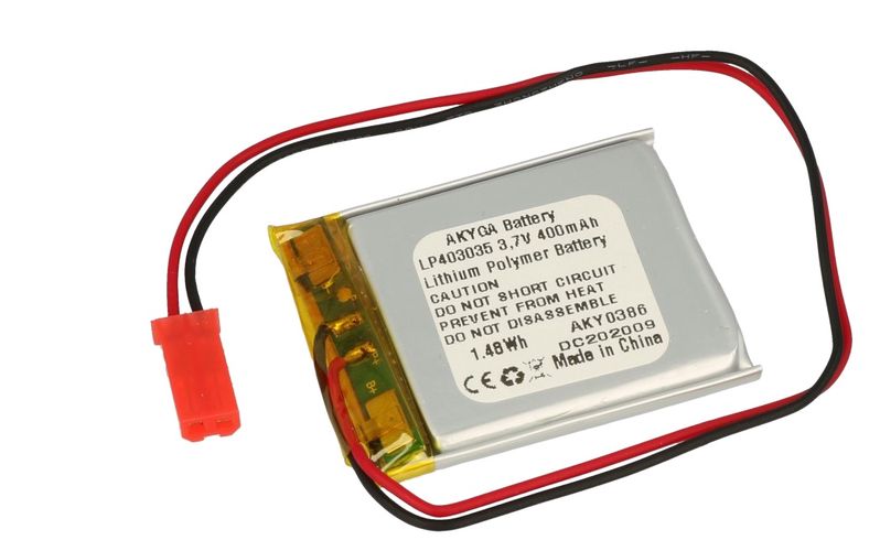 LiPo element 3,7V 400mAh 4,0x30x35mm PCM-iga, JST-liidesega (LP403035) AKYGA AKY0386/B