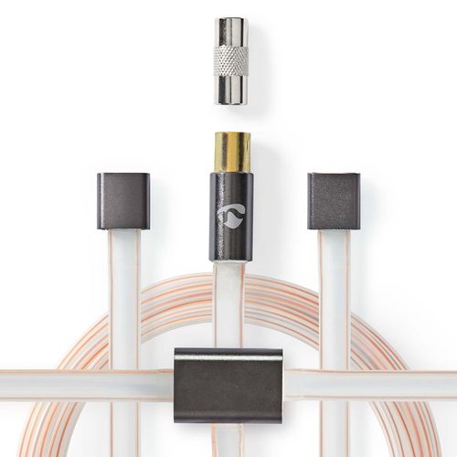 Coax Cable | IEC (Coax) Male | IEC (Coax) Male | Gold Plated | 50 Ohm | Unshielded | 2.00 m | Flat | PVC | Anthracite | Box ANFMBW105AT20 5412810419531