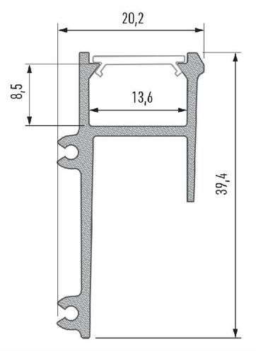 Anodeeritud alumiiniumprofiil LED ribale, kipsi servale, APA12 1m LUMINES PROF-APA12-1Ms 5902973361704