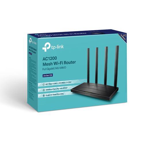 Wireless Dual Band Router Wi-Fi 2.4GHz 400Mbps + 5GHz 867Mbps 4xLAN Gigabit ARCHER-C6 6935364084110; 6935364088903