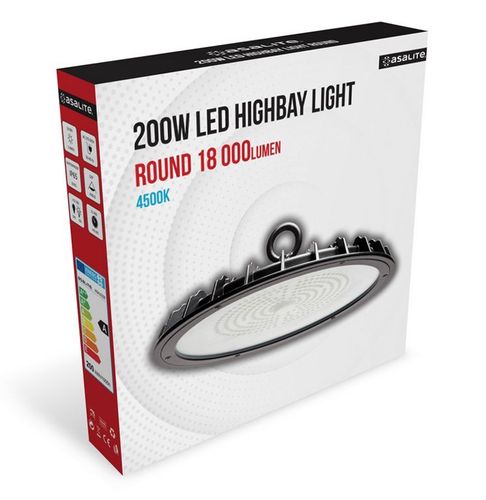 Светильник Highbay 200W, 230Vac, 4500K, 20 000lm, IP65, черный ASAL0228 5999565664794