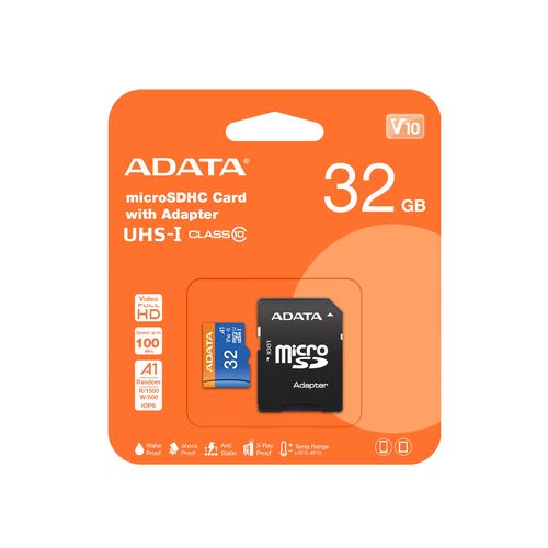 Mälukaart micro SD 32GB Class 10 UHS-I (U1) koos SD adapteriga AUSDH32GUICL10A1-RA1 4713218461926