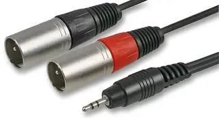 AV LEAD, 3.5MM 3P TO 2X XLR PLGS, 1M PLS00299