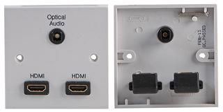 WALLPLATE,1G 2X HDMI-OPT, WHITE PELR0087