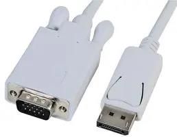 LEAD DP MALE TO VGA MALE 2M, WHITE PSG04056