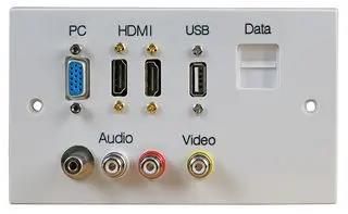 WALLPLATE, 2G, HDMI/VGA/USB A/AV/RJ45 PELR0107