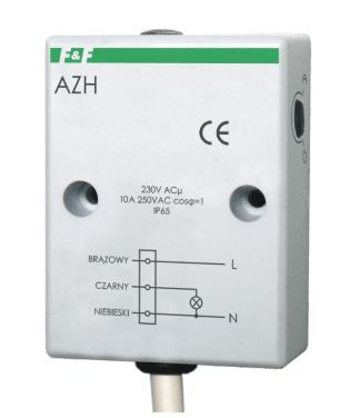 Photo electric controller, 230Vac 10A 2...1000Lx 50x67x26mm IP65 -25…50°C F&F AZH 5908312591016