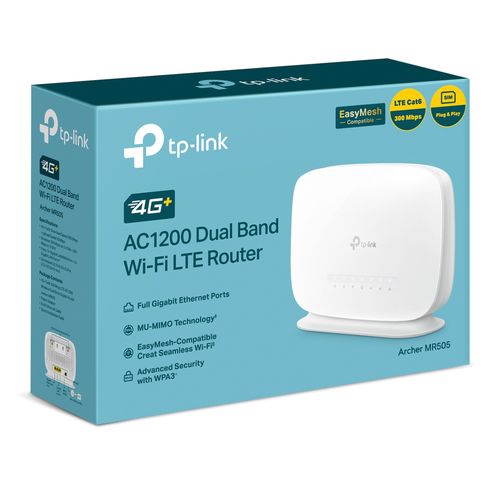 Traadita ruuter Wi-Fi 2.4GHz 300Mbps / 5GHz 867Mbps + 3G/4G/LTE 300Mbps 3xLAN Gigabit ARCHER-MR505 8885020620078