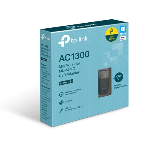 Juhtmevaba Wi-Fi USB 3.0 Adapter 2.4GHz 400Mbps + 5GHz 867Mbps ARCHER-T3U 6935364083830