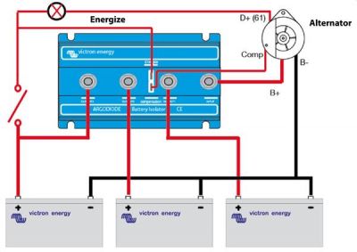 Диодный изолятор с компенсационным диодом Argodiode 80-2SC 2 батареи80A, Victron energy ARG080202000 8719076018995