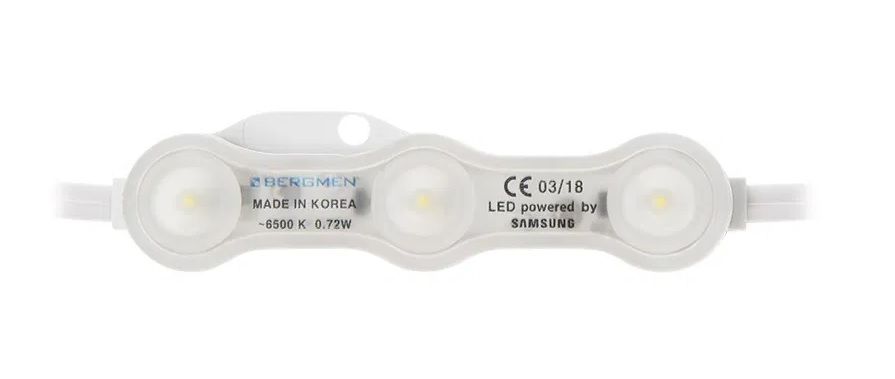 Светодиодный модуль 12Vdc, 0,72W, SAMSUNG SMD, 77lm, холодный белый 6500K, 160°, IP68, BERGMEN B3U-V05-072W