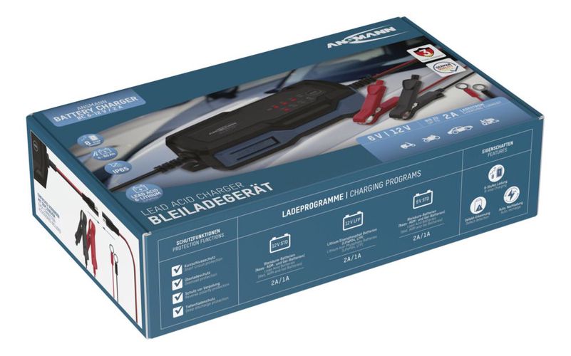 Automaatlaadija plii- ja liitiumakudele, IP65, 6-12V 4-60Ah ANSMANN BC6-12V-2A 4013674192885