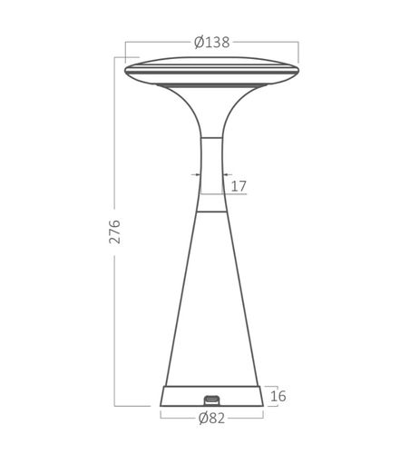 Taaslaetav laualamp TOWER, 3W, 300lm, IP44, koos laadimisjaamaga, 2600mAh, oliivroheline BK06-00092 5949097738050