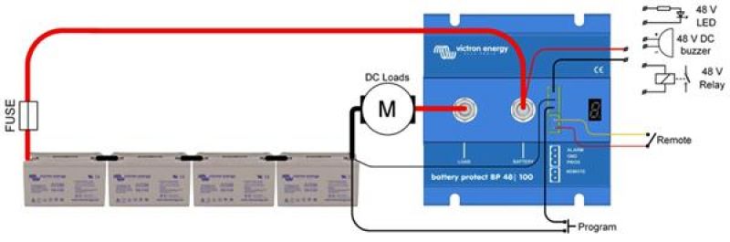 Защита аккумулятора от глубокого разряда BatteryProtect 48V-100A, Victron Energy BPR048100400 8719076021469