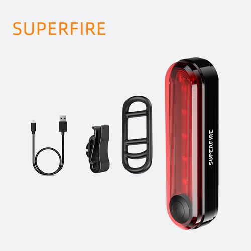 Jalgratta tagatuli, PUNANE, laetav mikro-USB, 1W, 4,5h, IP44, 230mAh SUPERFIRE-BTL01 6956362995109