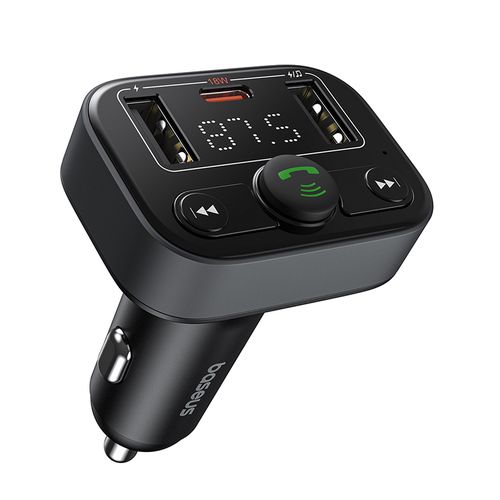 Car Bluetooth 5.0 FM Transmitter 2xUSB + USB-C, Black C10762300113-00 6932172643447