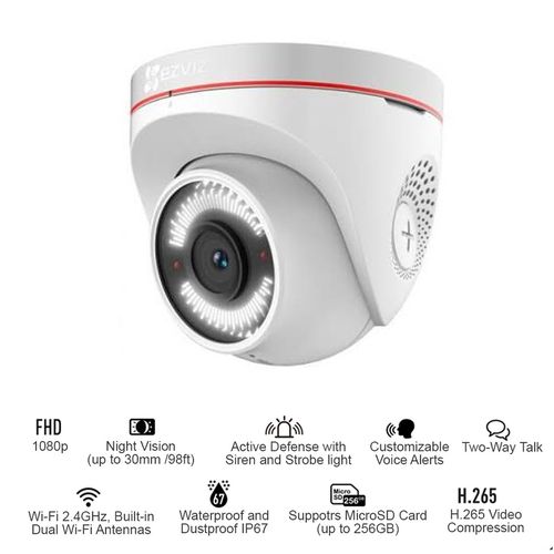 Wi-Fi camera C4W, 1080p, Waterproof IP67, Micro SD up to 256GB, EZVIZ CS-CV228-A0-3C2WFR 6971744237042