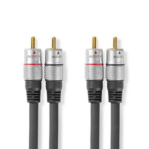 Stereo Audio Cable | 2x RCA Male | 2x RCA Male | Gold Plated | 2.50 m | Round | Anthracite | Box CAGC24200AT25 5412810314171