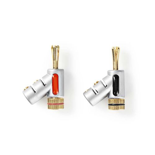 Banana Connector | Straight | Male | Gold Plated | Screw | Cable input diameter: 7.4 mm | Zinc Alloy | Silver | 2 pcs | Box CAGC26990ME 5412810314263