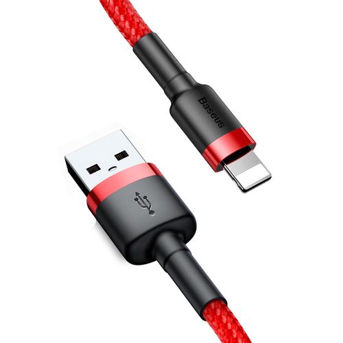 Kaabel USB2.0 pistik - IP-Lightning, 0.5m, QC3.0, 2.4A, nailonist, punane / must, BASEUS CALKLF-A09 6953156274921