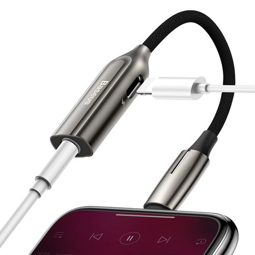 Adapter IP Lightning plug - 3.5mm stereo connector, with charging gray BASEUS CALL56-0A 6953156294103