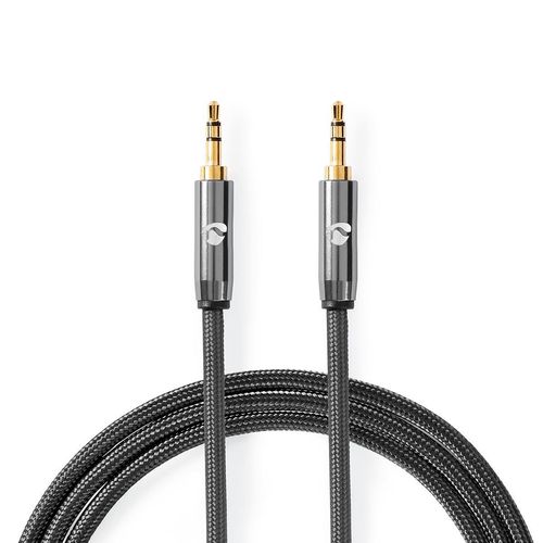 Stereo Audio Cable | 3.5 mm Male | 3.5 mm Male | Gold Plated | 1.00 m | Round | Anthracite / Gun Metal Grey | Cover Window Box CATB22000GY10 5412810318964