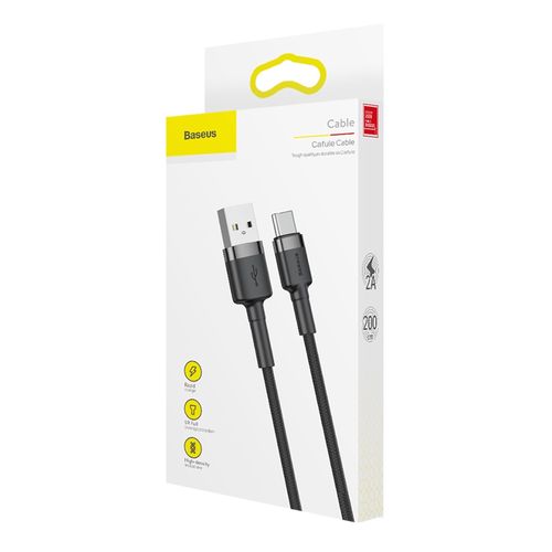 Kaabel USB 2.0, A pistik - USB C pistik, 2 m, QC3.0 nailoniga põimitud, Cafule BASEUS CATKLF-CG1 6953156278233