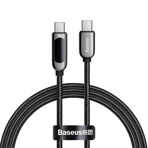 Cable USB C - USB C Plugs 100W (20V/5A) 1.0m with Power Display, Black BASEUS CATSK-B01 6953156206571