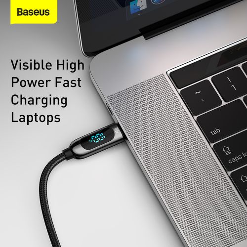 Cable USB C - USB C Plugs 100W (20V/5A) 1.0m with Power Display, Black BASEUS CATSK-B01 6953156206571