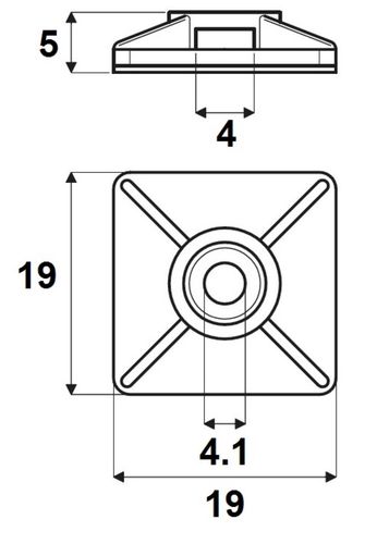 Kaablisideme liimankur 19x19mm 80N, must (100 pcs) CBH-19/19B 4008190883027