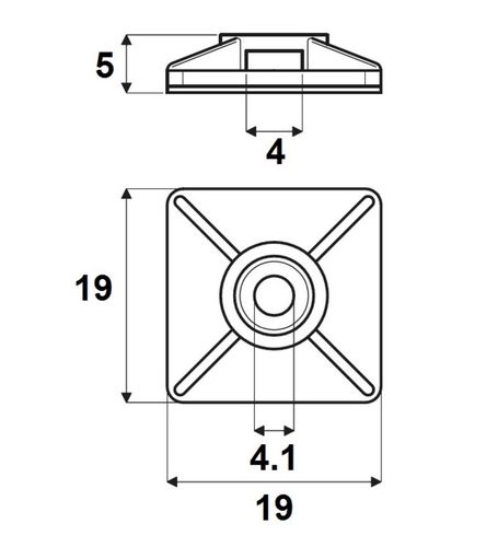 Cable Tie Holder Self-adhesive 19x19mm 80N, Natural (100 pcs) CBH-19/19N 4008190106317