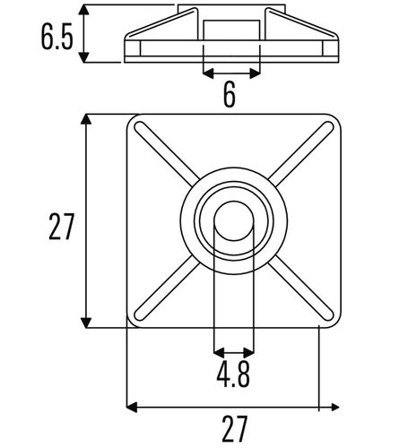 Cable Tie Holder Self-adhesive 27x27mm 80N, Natural (100 pcs) CBH-27/27N 4008190160067