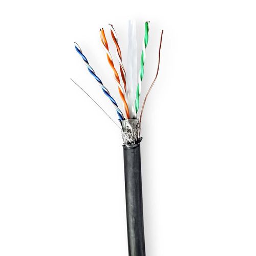 Network Cable Roll | CAT6 | Solid | S/FTP | Copper | 305.0 m | Outdoor | Round | PE | Black | Pull Box CCBG8598BK305S 5412810402045