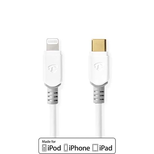 Lightning Cable | USB 2.0 | Apple Lightning 8-Pin | USB-C™ Male | 480 Mbps | Gold Plated | 2.00 m | Round | PVC | White | Window Box CCBW39650WT20 5412810312993