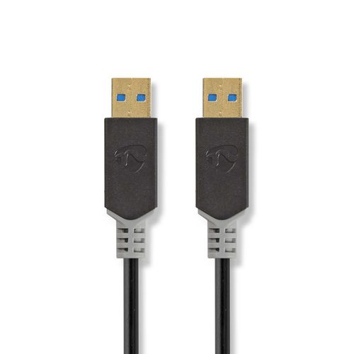 USB Cable | USB 3.2 Gen 1 | USB-A Male | USB-A Male | 5 Gbps | Gold Plated | 2.00 m | Round | PVC | Anthracite | Box CCBW61000AT20 5412810263561
