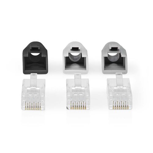 RJ45 Connector | RJ45 Pass Through | Solid/Stranded UTP Varjeta CAT6 | Straight | Gold Plated | 10 pcs | PVC | Black / Grey / White | Box CCBW89360GY 5412810336371