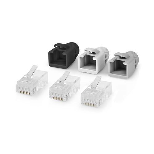 RJ45 Connector | RJ45 Pass Through | Solid/Stranded UTP Varjeta CAT6 | Straight | Gold Plated | 10 pcs | PVC | Black / Grey / White | Box CCBW89360GY 5412810336371