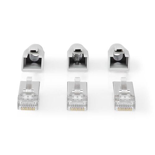 RJ45 Connector | RJ45 Pass Through | Solid/Stranded FTP CAT6a | Straight | Gold Plated | 10 pcs | PVC | Black / Grey / White | Box CCBW89380GY 5412810336395