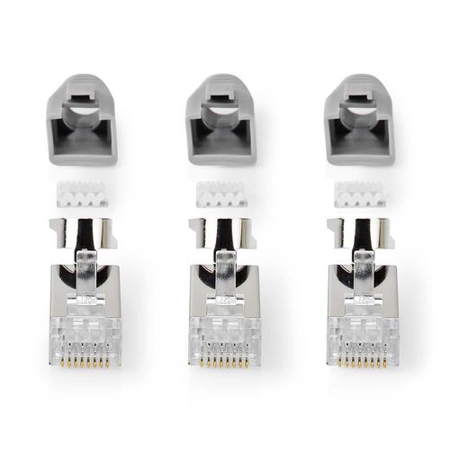 RJ45 Connector | RJ45 Pass Through | Solid/Stranded FTP CAT7 | Straight | Gold Plated | 10 pcs | PVC | Black / Grey / White | Box CCBW89390GY 5412810336388