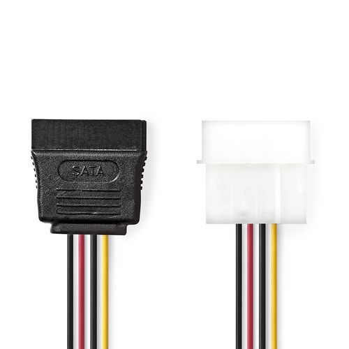 Internal Power cable | Molex Male | SATA 15-Pin Female | Gold Plated | 0.15 m | Round | PVC | Multi Colour | Box CCGB73500VA015 5412810422326