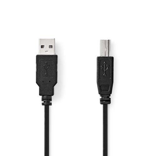 USB Cable | USB 2.0 | USB-A Male | USB-B Male | 10 W | 480 Mbps | Nickel Plated | 2.00 m | Round | PVC | Black | Label CCGL60100BK20 5412810421497