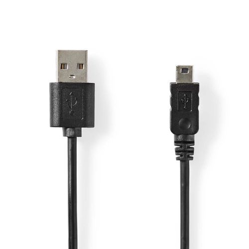 USB Cable | USB 2.0 | USB-A Male | Mini 5-Pin Male | 480 Mbps | Nickel Plated | 2.00 m | Round | PVC | Black | Label CCGL60301BK20 5412810428045